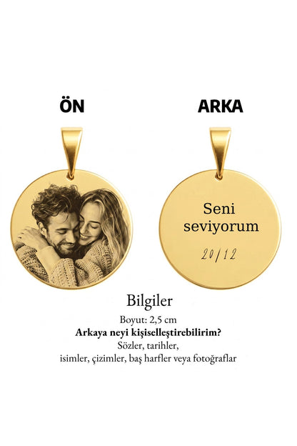 Fotoğraf Kolye Çelik | Kişiye Özel Fotoğraf Baskılı Kolye | Hediye Kolye Çelik