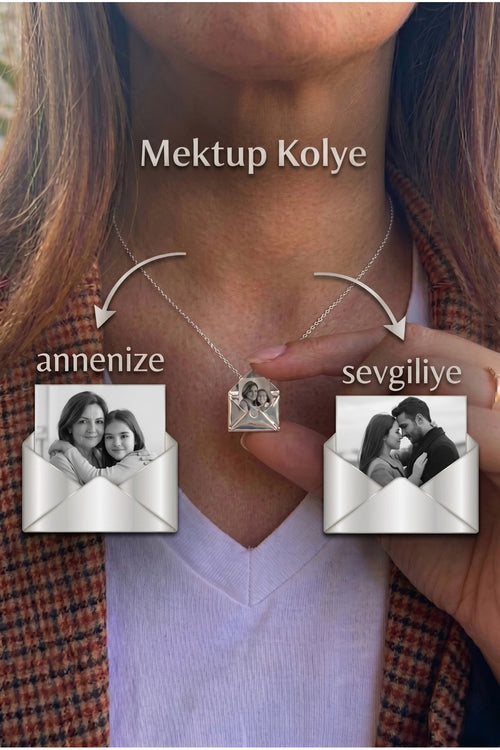Fotoğraf Koyulabilen Çelik Mektup Kadın Kolye - Anneler Günü Hediyesi