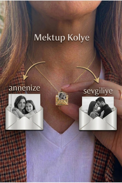 Fotoğraf Koyulabilen Mektup Kolye | Anneler Günü Kolye | Kadın Kolye Çelik