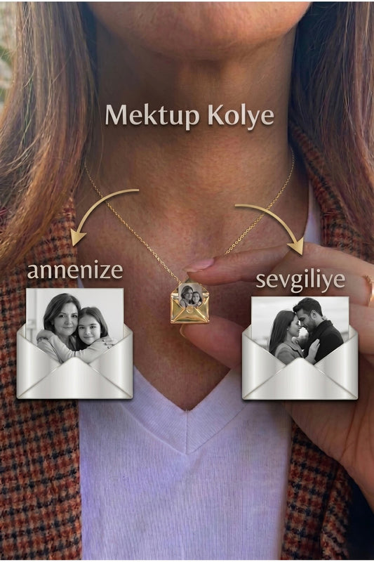 Fotoğraf Koyulabilen Mektup Kolye | Anneler Günü Kolye | Kadın Kolye Çelik