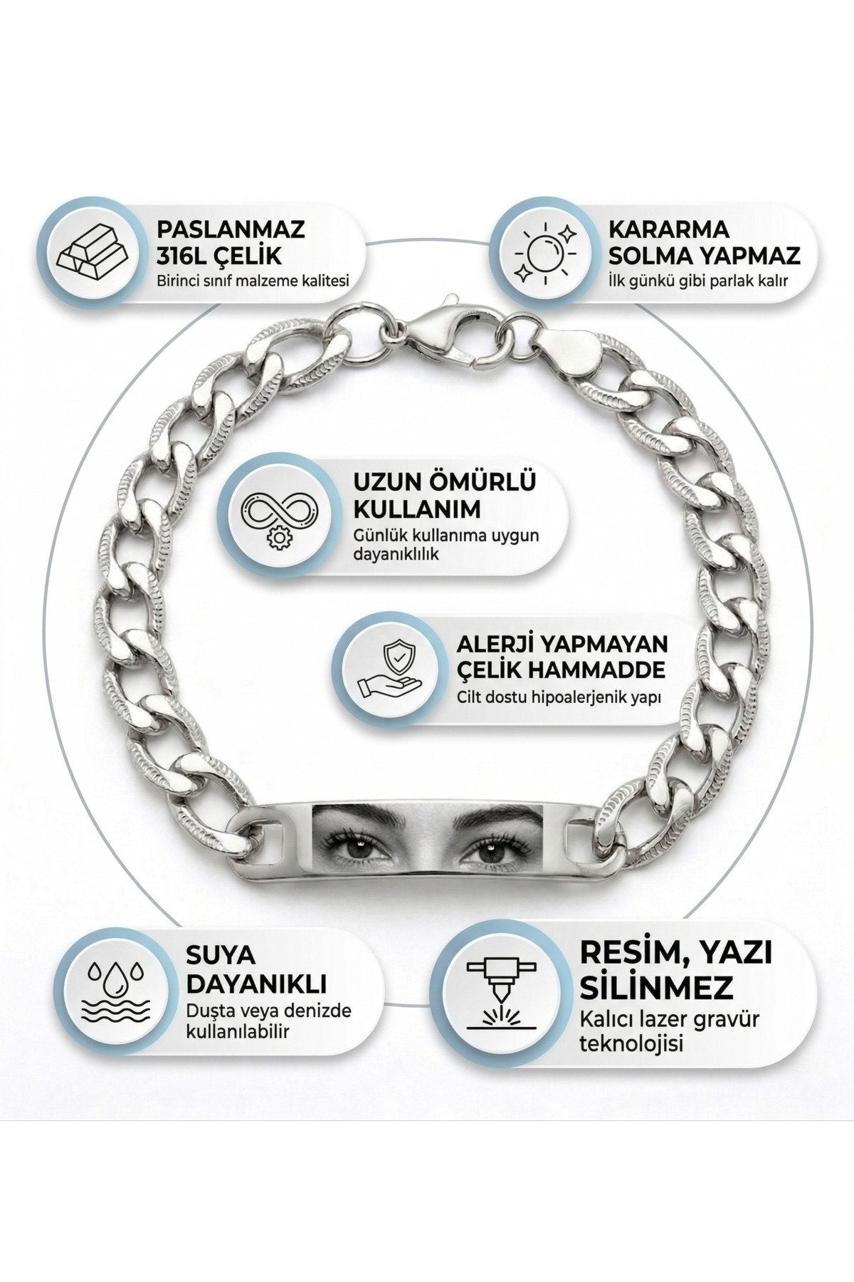 İsimli Bileklik Erkek Çelik Bileklik Sevgiliye Hediye Çift Bileklik