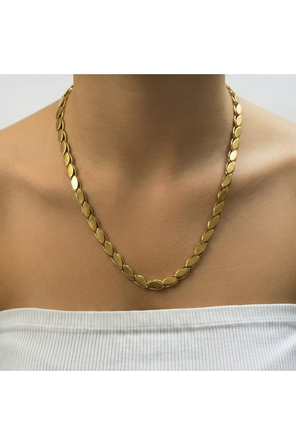 316L Kararmaz Çelik Gold Renk Arpa Zincir Kadın Kolye
