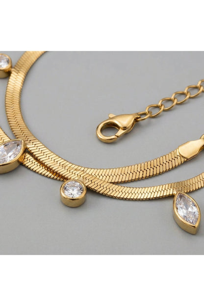 316L Kararmaz Çelik Gold Renk Taşlı Kadın Bileklik